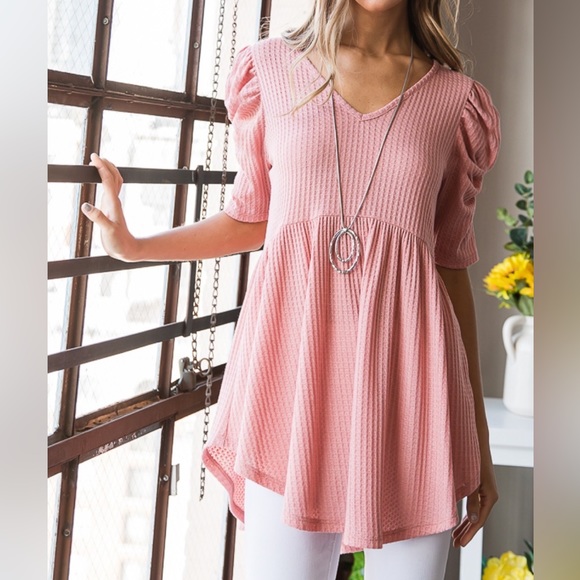 Heimish Full Size Waffle-Knit Button Down Blouse main image 1